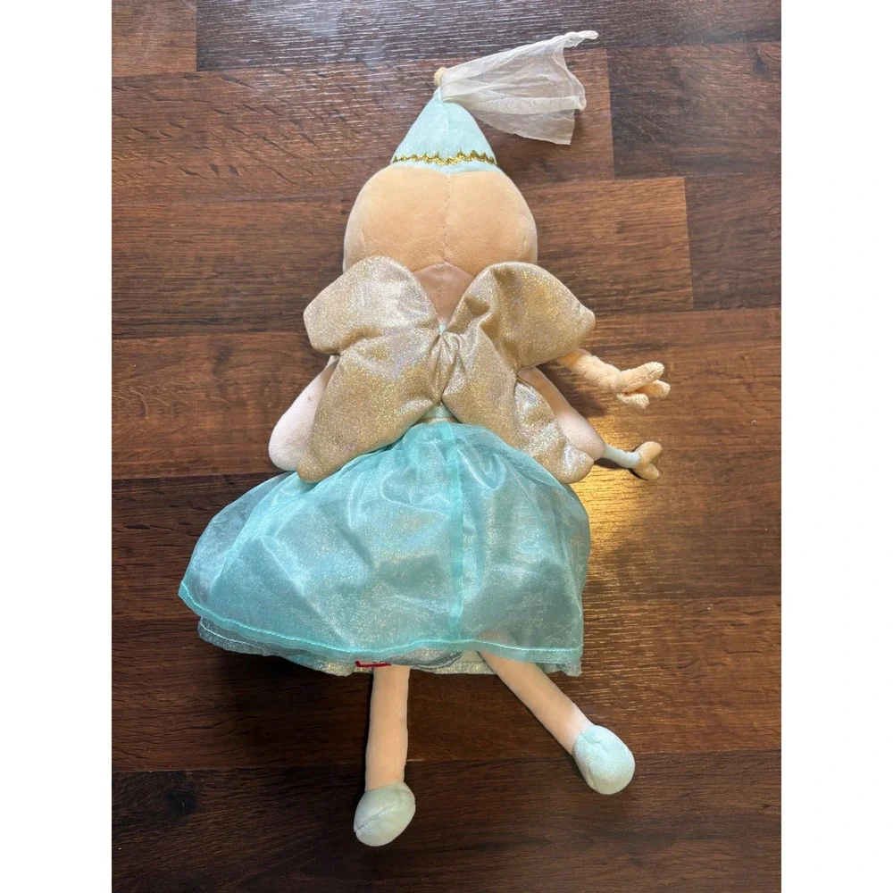 Douglas Cuddle Toy Fairy Doll Aqua Blue Tulle Dress Sparkly Wings Plush 15 inch